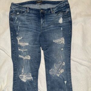 torrid Distressed Medium Blue Skinny Jeans